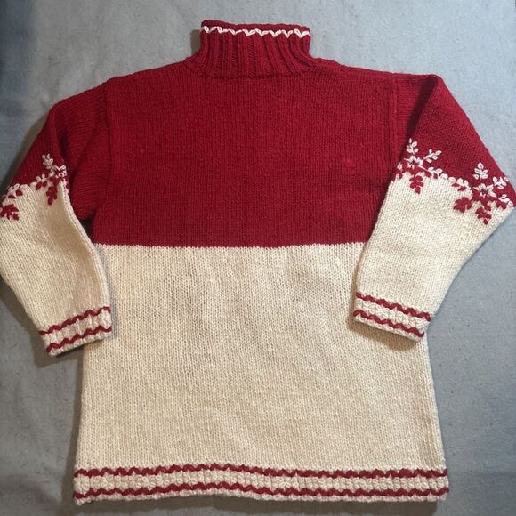 Vintage Express Tricot Pullover Snowflake 100% Wool Sweater‎ 90s Sz L - Picture 4 of 4